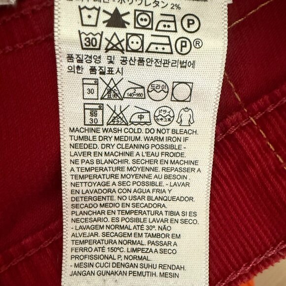 Levi's Corduroy Slim Straight Men's Pants 31x30 Stretch Oxblood Red - Picture 6 of 11